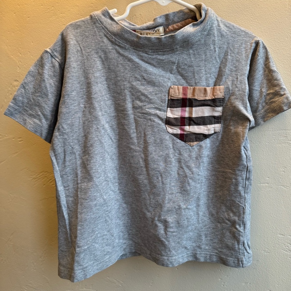 Boys plaid detail pocket T size 4-5T soft material grey